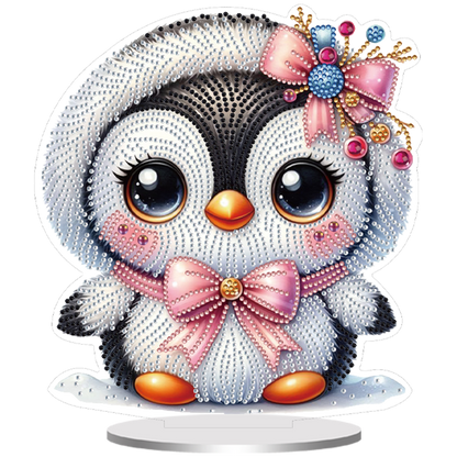 2D Flat Penguin DIY Diamond Painting Tabletop Ornaments Kit for Home Decor Gift