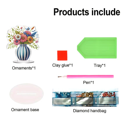 2D Flat Bouquet DIY Diamond Painting Tabletop Ornaments Kit for Home Decor Gift