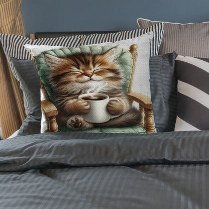 Cat 11CT DIY Stamped Cross Stitch Pillow Kit 45x45cm for Adults Home Decor (B)