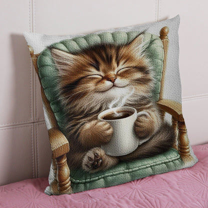Cat 11CT DIY Stamped Cross Stitch Pillow Kit 45x45cm for Adults Home Decor (B)