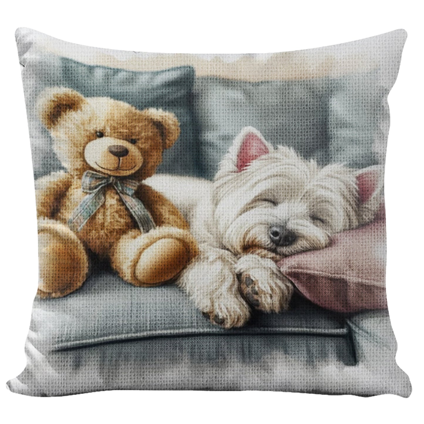 Dog 11CT DIY Stamped Cross Stitch Pillow Kit 45x45cm for Adults Home Decor (E)