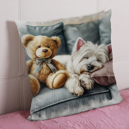 Dog 11CT DIY Stamped Cross Stitch Pillow Kit 45x45cm for Adults Home Decor (E)