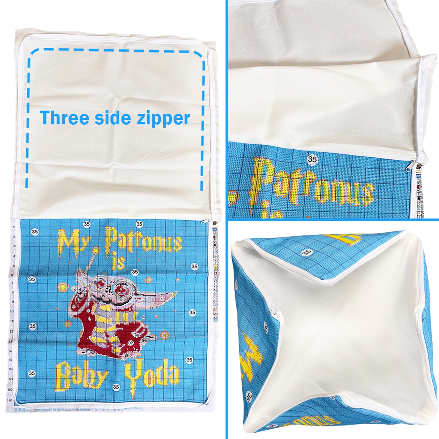 Dog Paw 11CT DIY Stamped Cross Stitch Pillow Kit 45x45cm for Adult Home Decor(G)