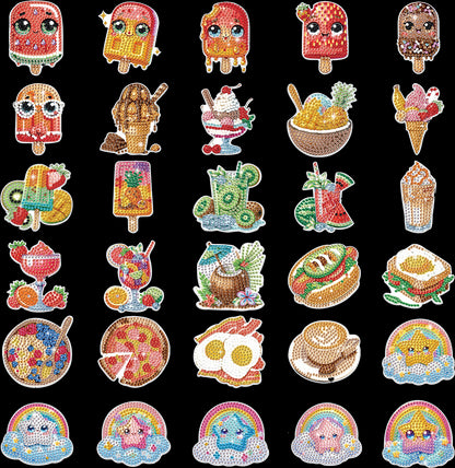 30Pcs Dessert Drink Diamond Art Magnets Refrigerator for Adults DIY Home Decor