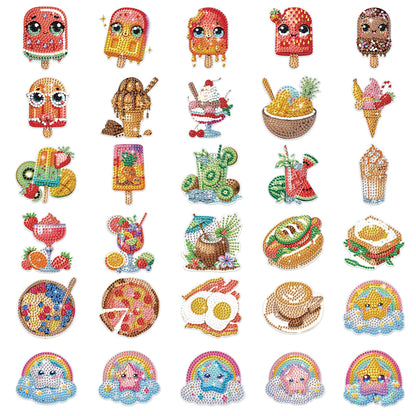 30Pcs Dessert Drink Diamond Art Magnets Refrigerator for Adults DIY Home Decor