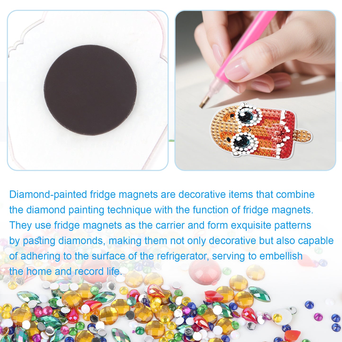 30Pcs Dessert Drink Diamond Art Magnets Refrigerator for Adults DIY Home Decor