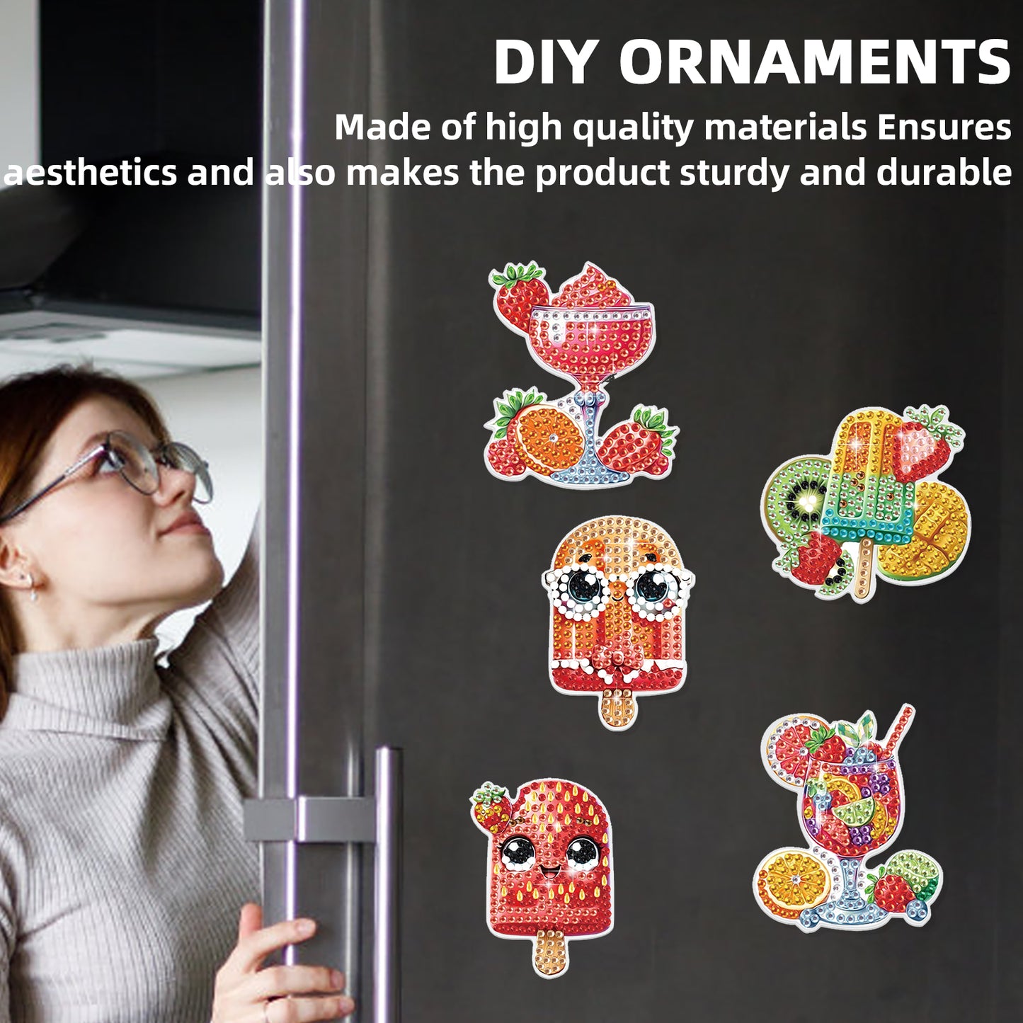 30Pcs Dessert Drink Diamond Art Magnets Refrigerator for Adults DIY Home Decor
