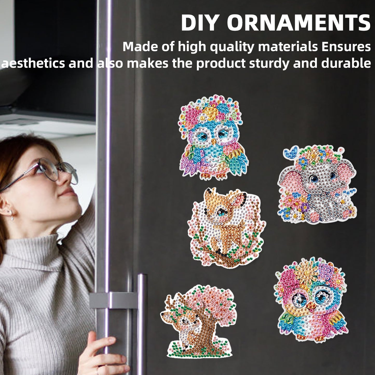 30Pcs Cute Animal Diamond Art Magnets Refrigerator for Adults DIY Home Decor