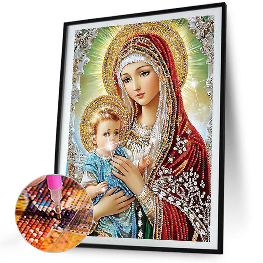 Madonna And Child - Special Shaped Drill Diamond Painting 30*40CM