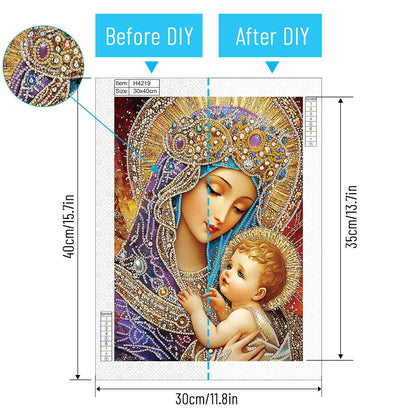Madonna And Child - Special Shaped Drill Diamond Painting 30*40CM