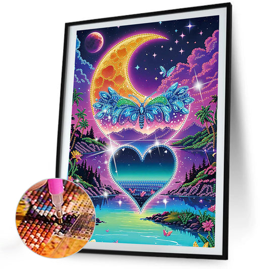 Lakefront Night View - Special Shaped Drill Diamond Painting 30*40CM