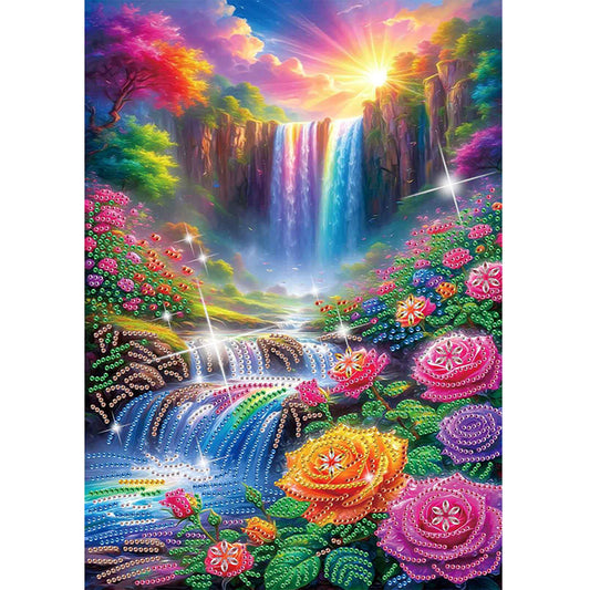 Flower Waterfall - Special Shaped Drill Diamond Painting 30*40CM