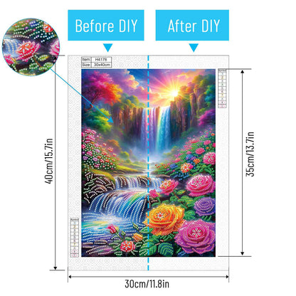 Flower Waterfall - Special Shaped Drill Diamond Painting 30*40CM
