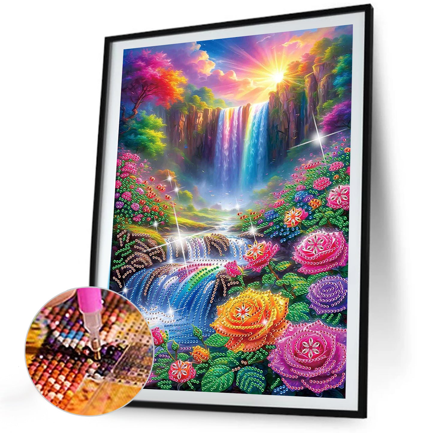 Flower Waterfall - Special Shaped Drill Diamond Painting 30*40CM