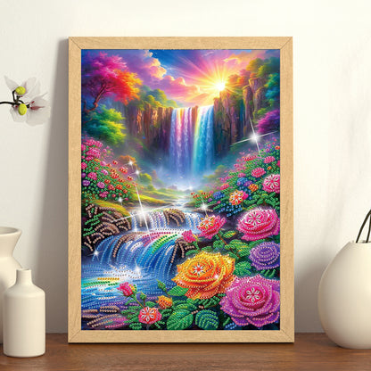 Flower Waterfall - Special Shaped Drill Diamond Painting 30*40CM