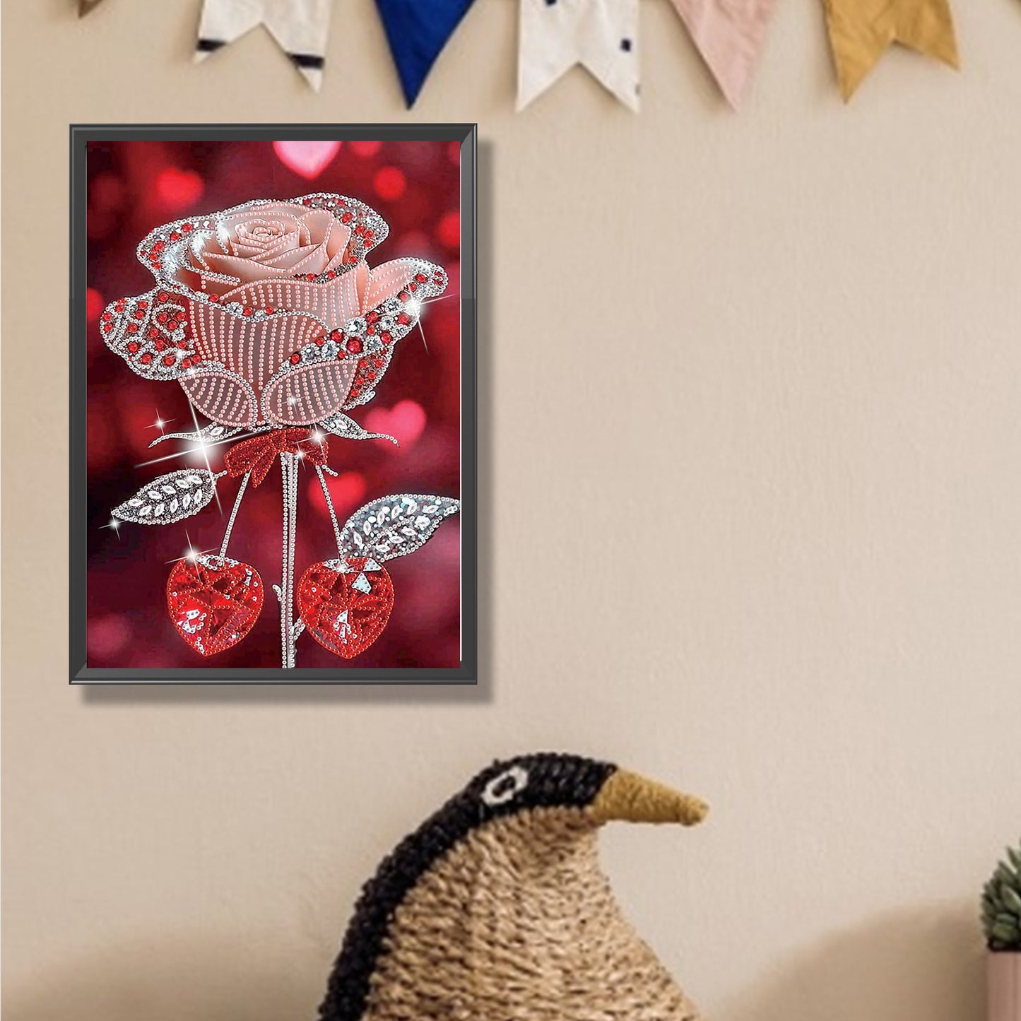 Dreamy Red Rose - Special Shaped Drill Diamond Painting 30*40CM
