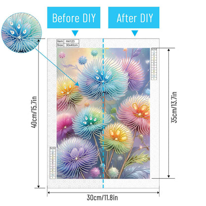 Dreamy Dandelion - Special Shaped Drill Diamond Painting 30*40CM