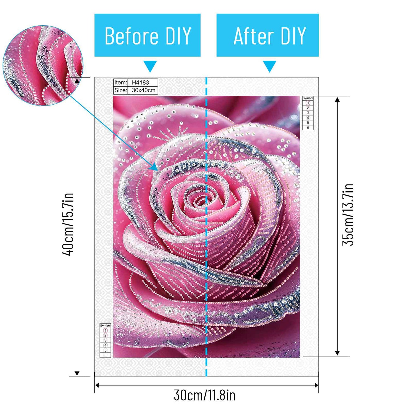 Dreamy Pink Rose - Special Shaped Drill Diamond Painting 30*40CM