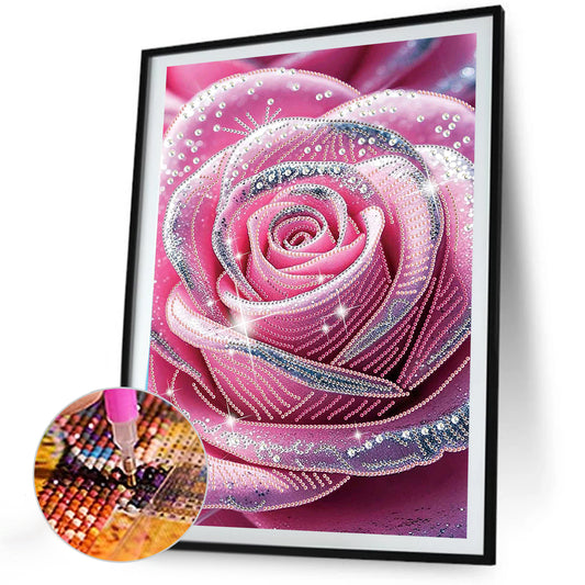 Dreamy Pink Rose - Special Shaped Drill Diamond Painting 30*40CM