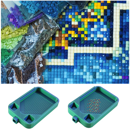Diamond Painting Storage Container Tray with Stopper Lid for DIY Crafts (Teal)