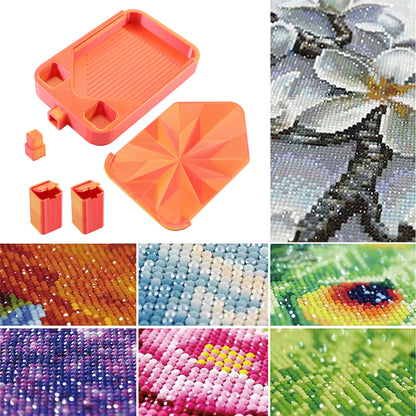 Diamond Painting Storage Container Tray with Stopper Lid for Craft (Gold Red)