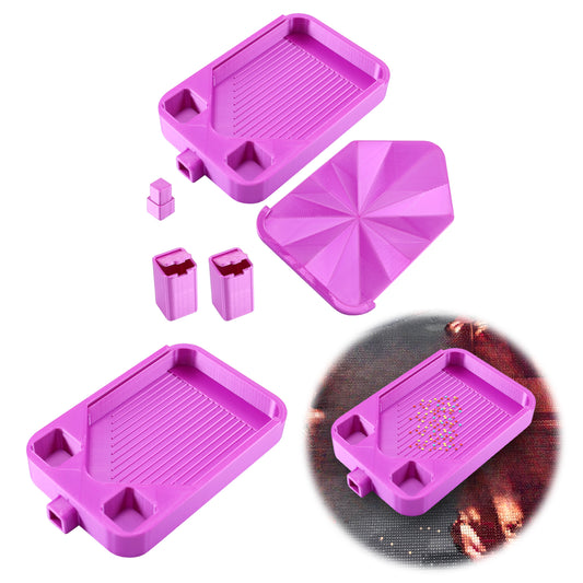 Diamond Painting Storage Container Tray with Stopper Lid for DIY Craft(Purple)