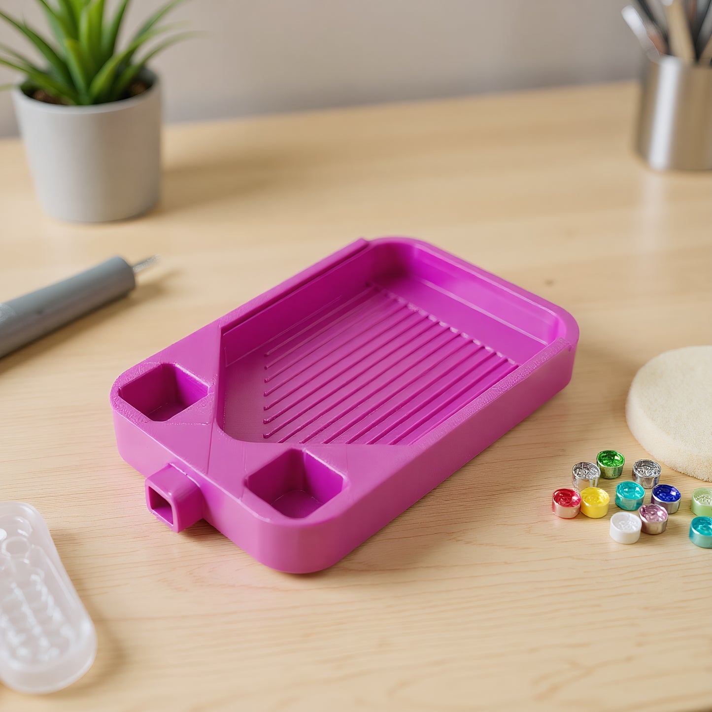 Diamond Painting Storage Container Tray with Stopper Lid for DIY Craft(Purple)