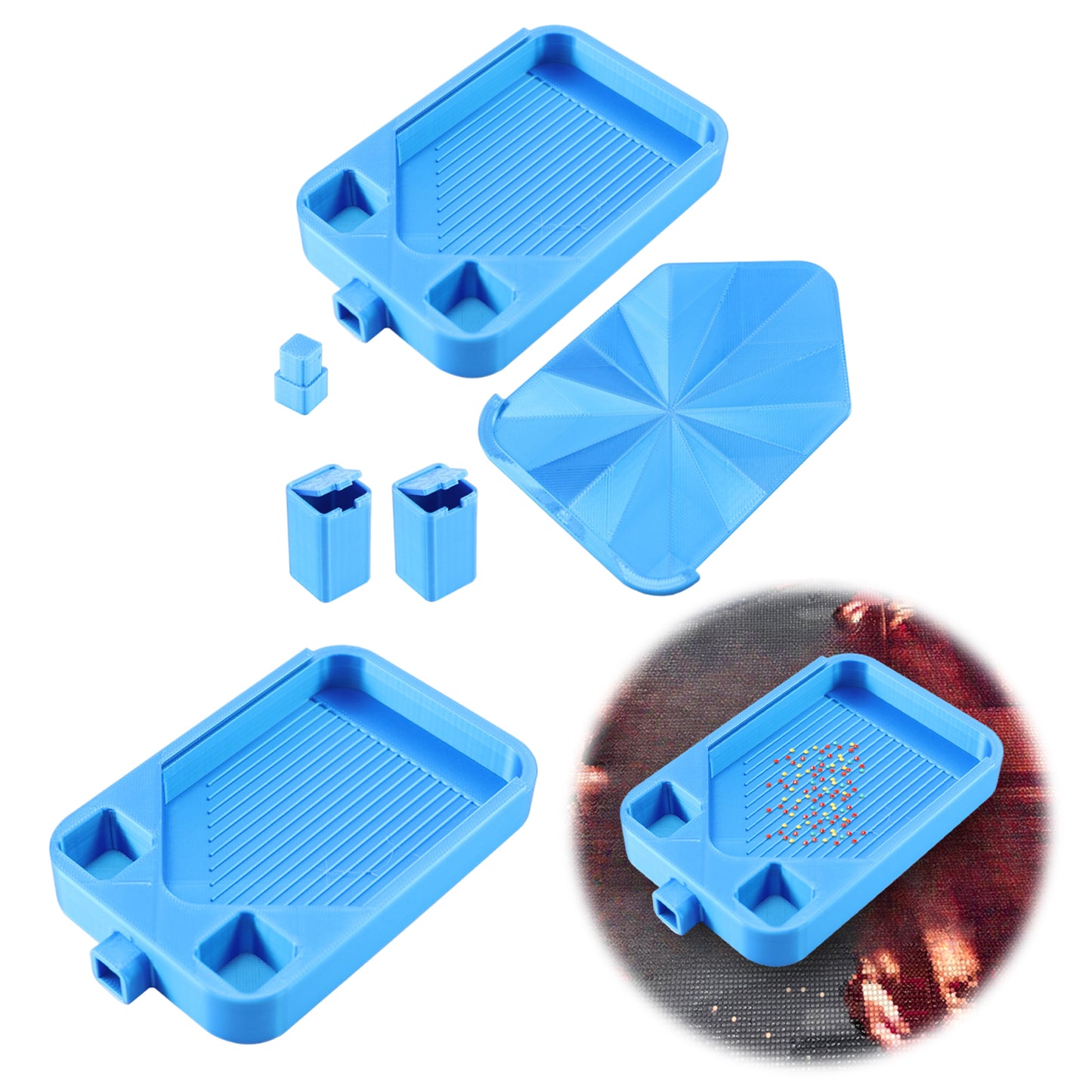 Diamond Painting Storage Container Tray with Stopper Lid for DIY Crafts (Blue)