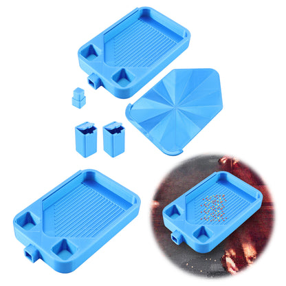 Diamond Painting Storage Container Tray with Stopper Lid for DIY Crafts (Blue)