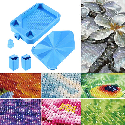 Diamond Painting Storage Container Tray with Stopper Lid for DIY Crafts (Blue)