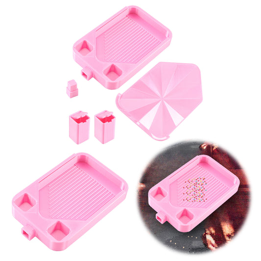 Diamond Painting Storage Container Tray with Stopper Lid for DIY Crafts (Pink)