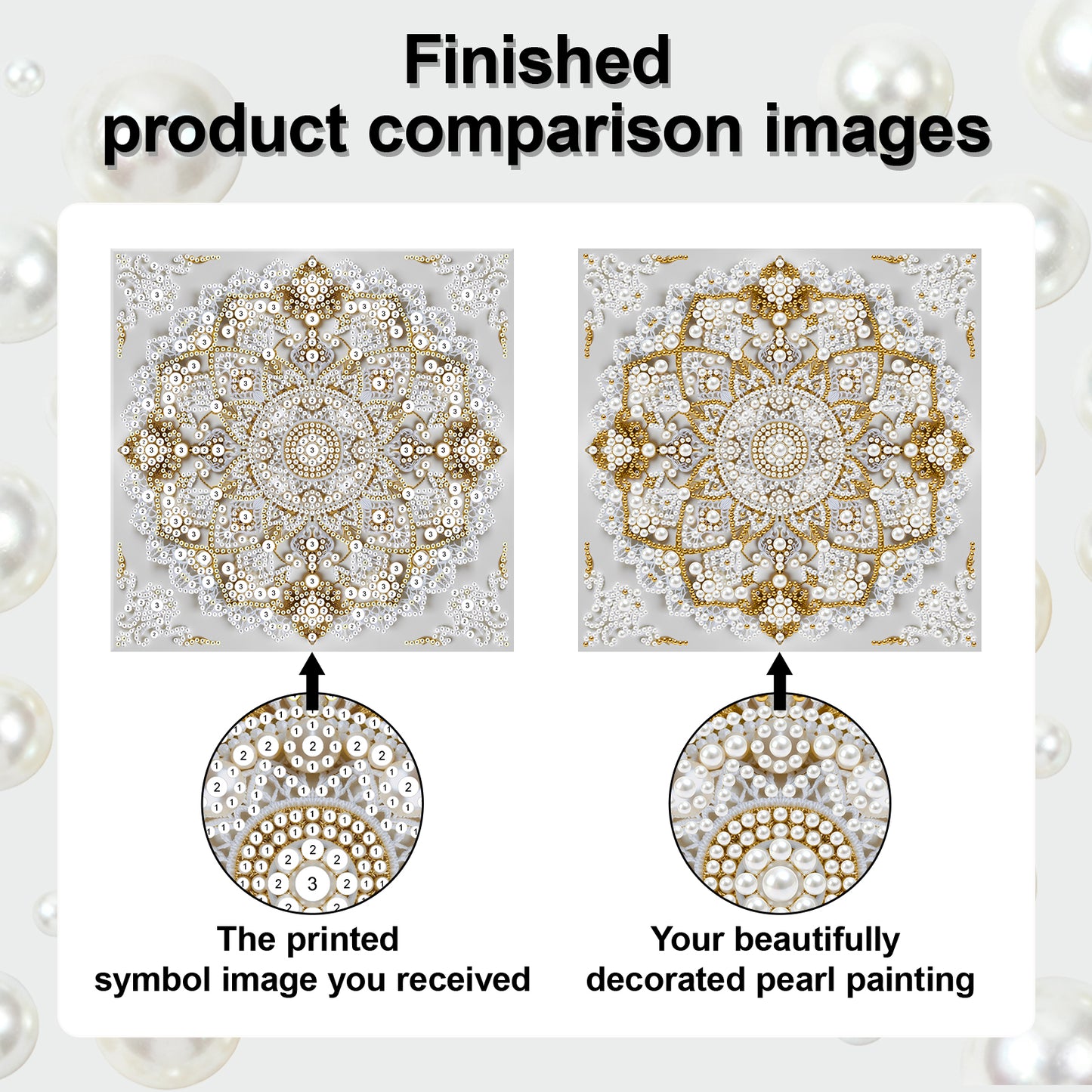 Mandala - DIY Pearl Gem Art Diamond Painting Kits With Framefor Home Decor -25x25cm