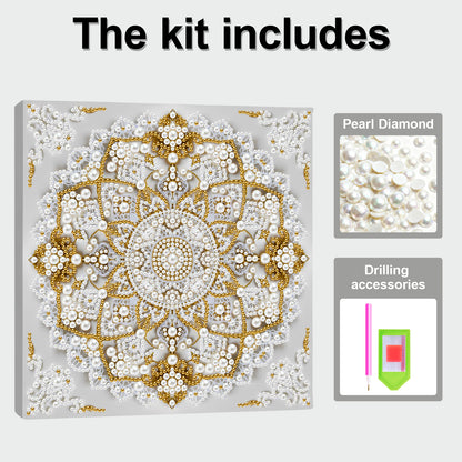 Mandala - DIY Pearl Gem Art Diamond Painting Kits With Framefor Home Decor -25x25cm