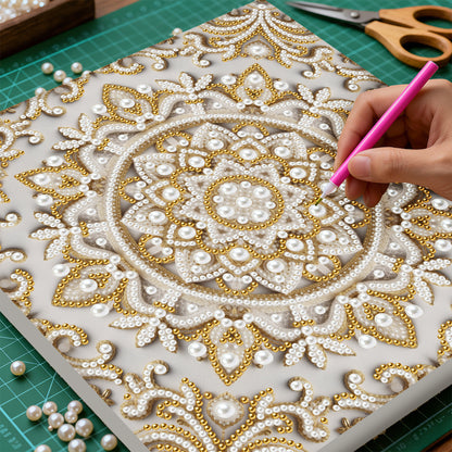 Mandala - DIY Pearl Gem Art Diamond Painting Kits With Framefor Home Decor -25x25cm