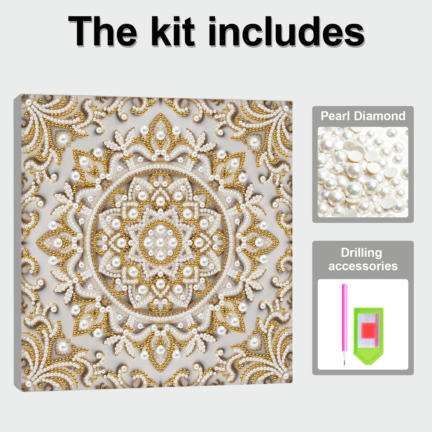 Mandala - DIY Pearl Gem Art Diamond Painting Kits With Framefor Home Decor -25x25cm