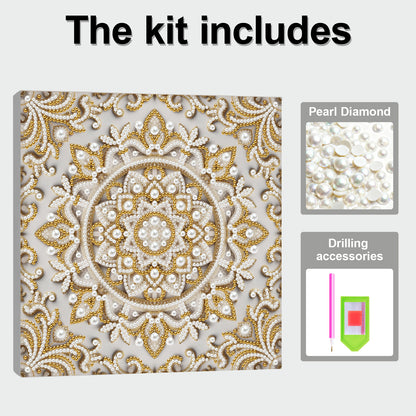 Mandala - DIY Pearl Gem Art Diamond Painting Kits With Framefor Home Decor -25x25cm