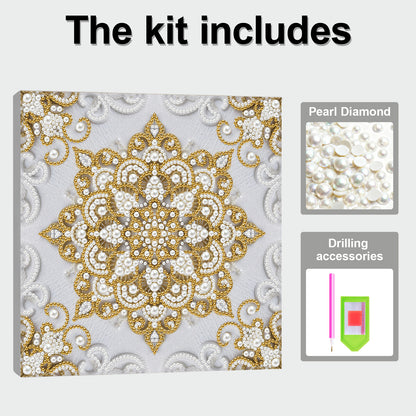 Mandala - DIY Pearl Gem Art Diamond Painting Kits With Framefor Home Decor -25x25cm