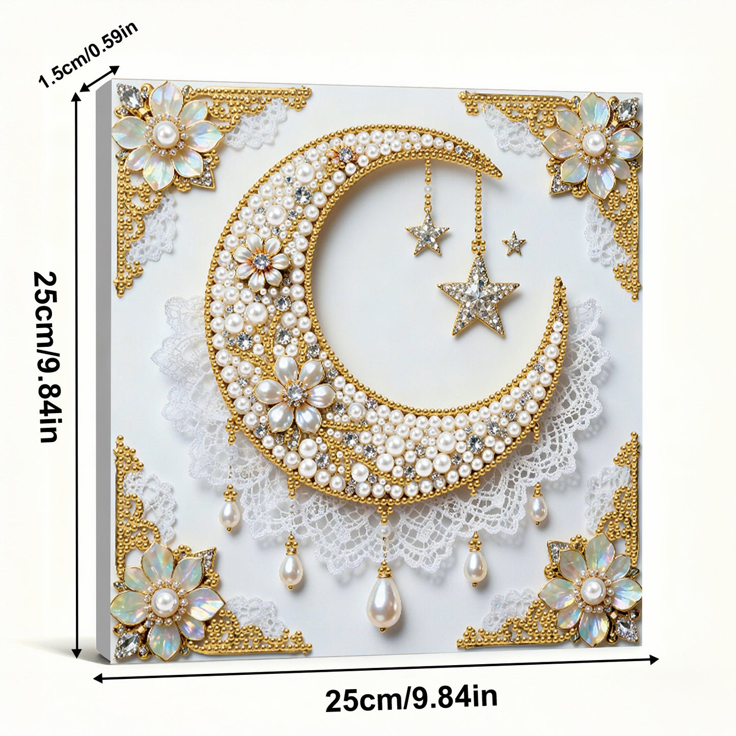 Star And Moon - DIY Pearl Gem Art Diamond Painting Kits With Framefor Home Decor -25x25cm