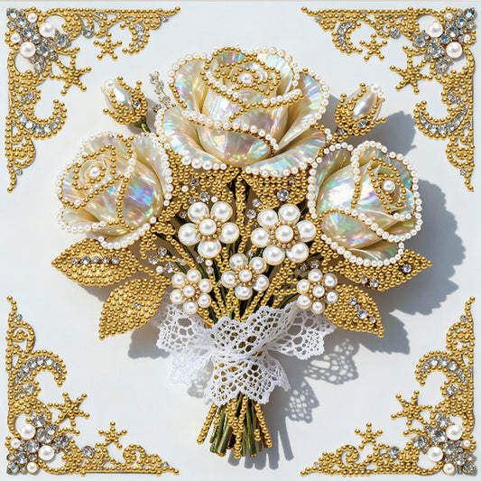 Vibrant Flowers - DIY Pearl Gem Art Diamond Painting Kits With Framefor Home Decor -25x25cm