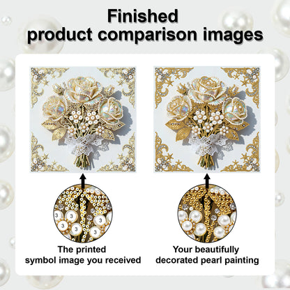 Vibrant Flowers - DIY Pearl Gem Art Diamond Painting Kits With Framefor Home Decor -25x25cm