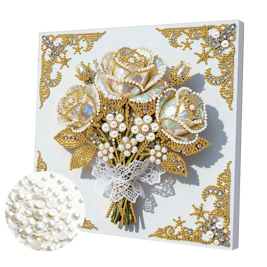 Vibrant Flowers - DIY Pearl Gem Art Diamond Painting Kits With Framefor Home Decor -25x25cm