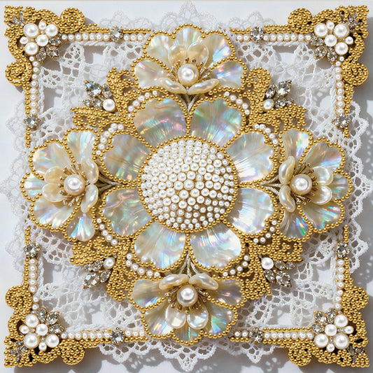 Flowers - DIY Pearl Gem Art Diamond Painting Kits With Framefor Home Decor -25x25cm