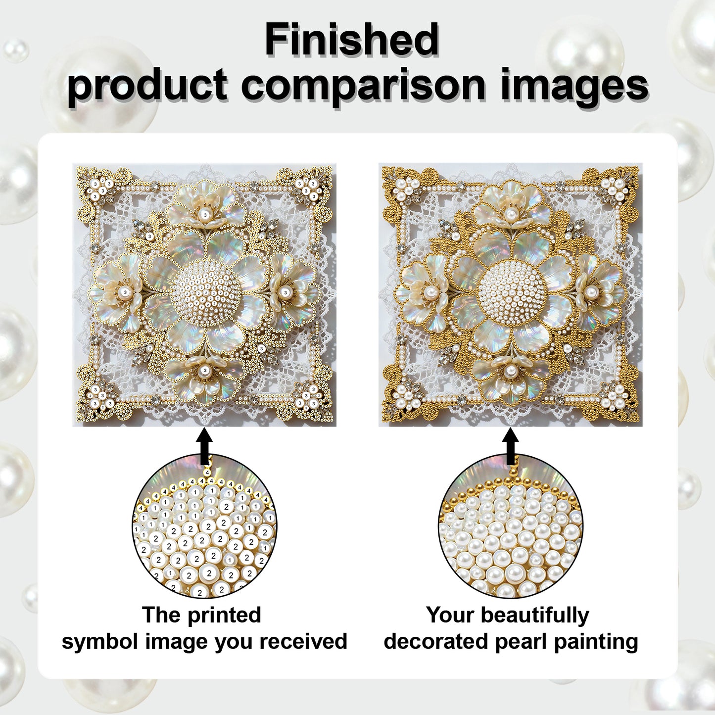 Flowers - DIY Pearl Gem Art Diamond Painting Kits With Framefor Home Decor -25x25cm