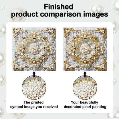 Flowers - DIY Pearl Gem Art Diamond Painting Kits With Framefor Home Decor -25x25cm