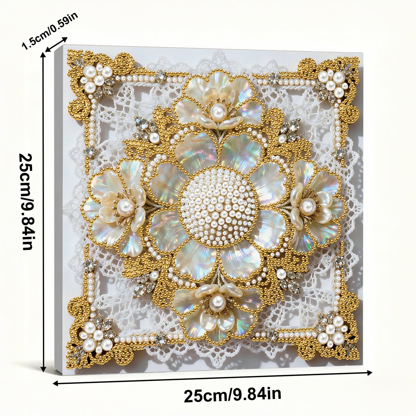 Flowers - DIY Pearl Gem Art Diamond Painting Kits With Framefor Home Decor -25x25cm