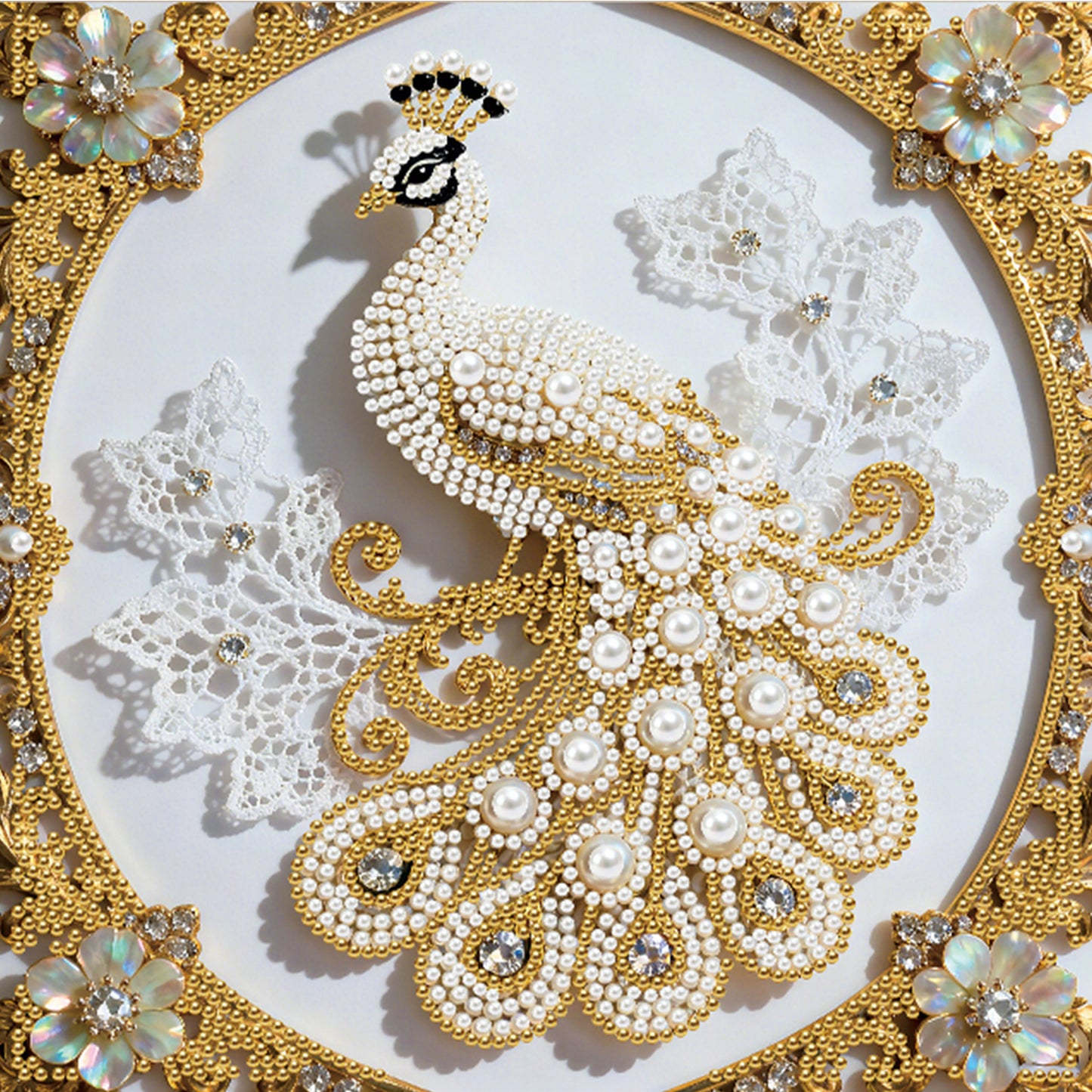 Peacock - DIY Pearl Gem Art Diamond Painting Kits With Framefor Home Decor -25x25cm