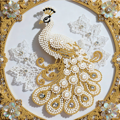 Peacock - DIY Pearl Gem Art Diamond Painting Kits With Framefor Home Decor -25x25cm