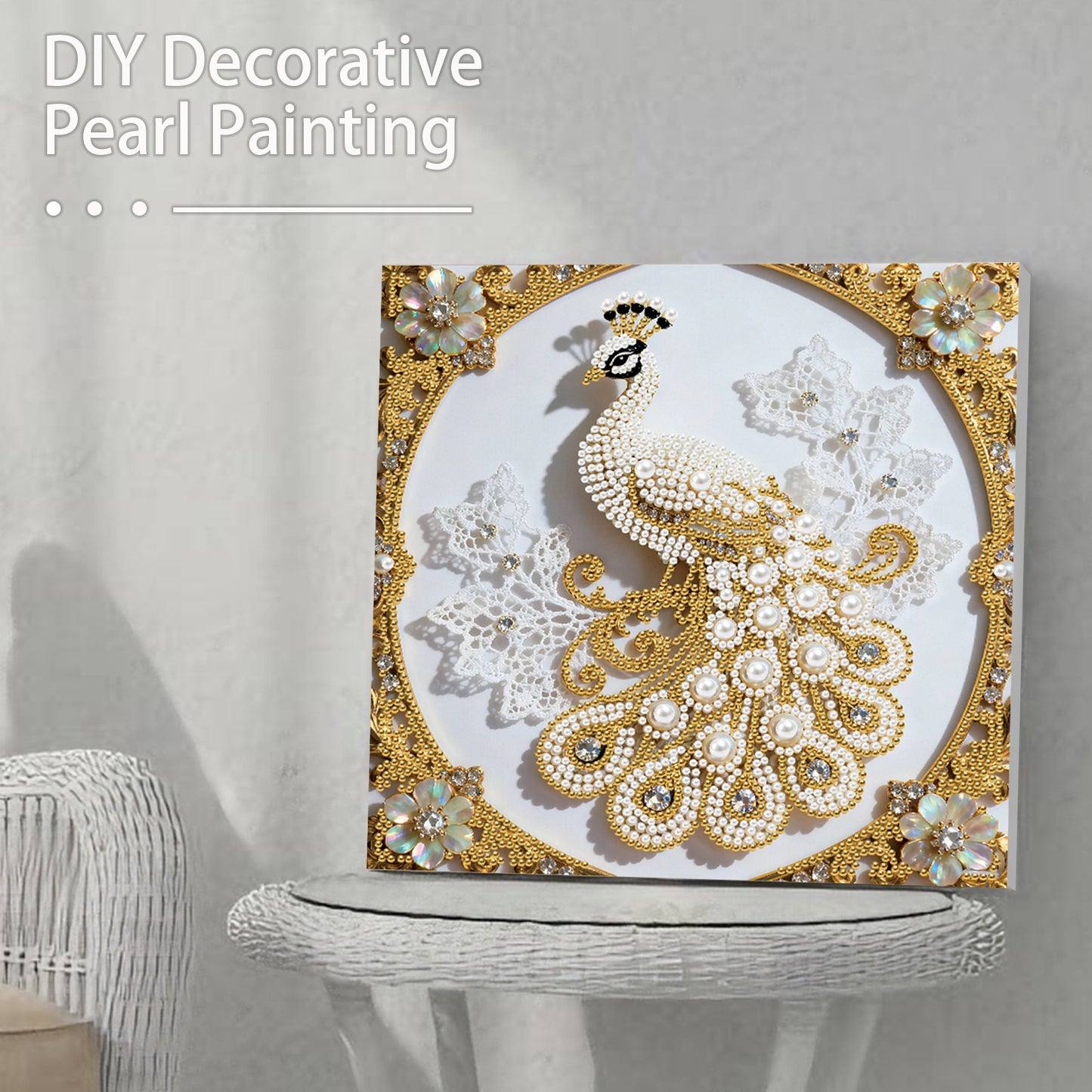 Peacock - DIY Pearl Gem Art Diamond Painting Kits With Framefor Home Decor -25x25cm
