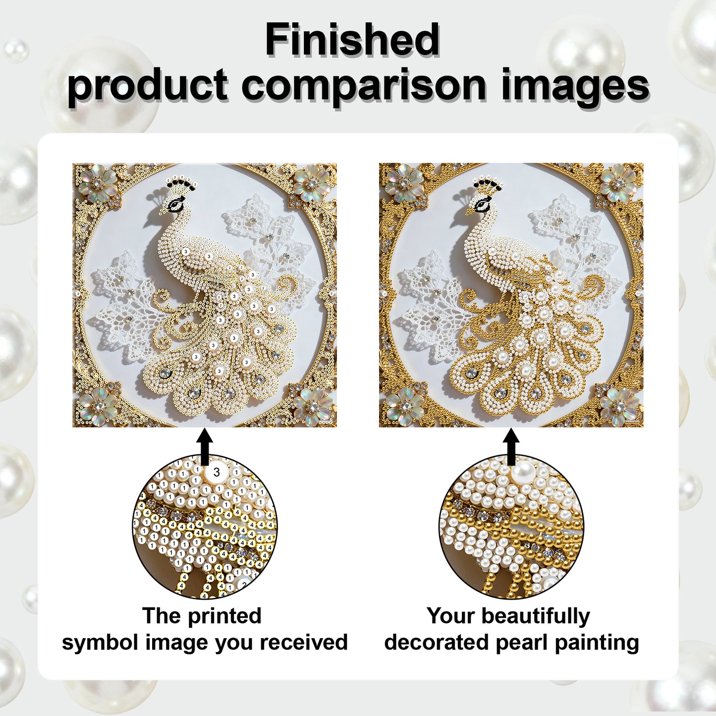 Peacock - DIY Pearl Gem Art Diamond Painting Kits With Framefor Home Decor -25x25cm