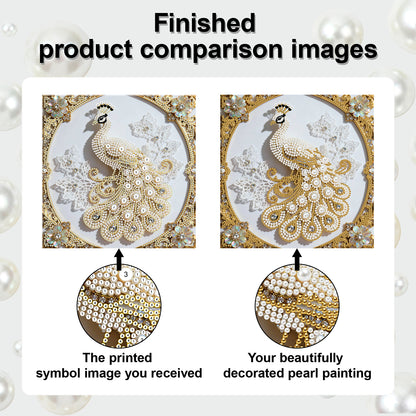 Peacock - DIY Pearl Gem Art Diamond Painting Kits With Framefor Home Decor -25x25cm